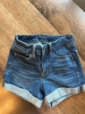 Ag Adriano Goldschmied Dark Blue Rolled Cuff Denim Shorts